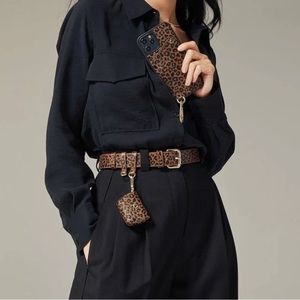 NWT: BANDOLIER Belt, Genuine Leather "Morgan" Utility Belt in Dark Leopard/Gold